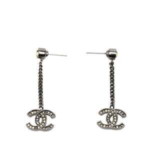 Chanel Cc Logo Earrings Silver-Tone #256911C80B